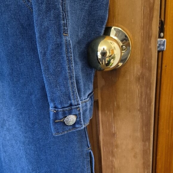 Denim Long Sleeve Button-Up Dress - Picture 3 of 9